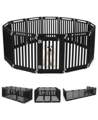 Twelve Panel Indoor Outdoor Dog Playpen Featuring Ground Stakes