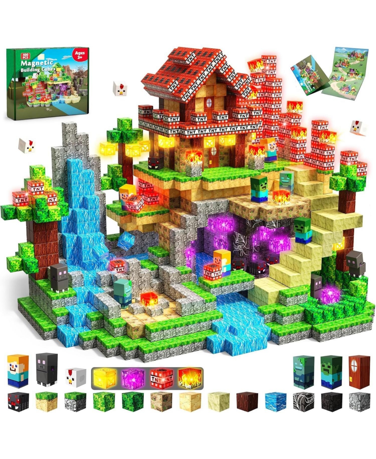 Gnuadz Minecraft Light Up 400-Piece Building Set, Ages 3+