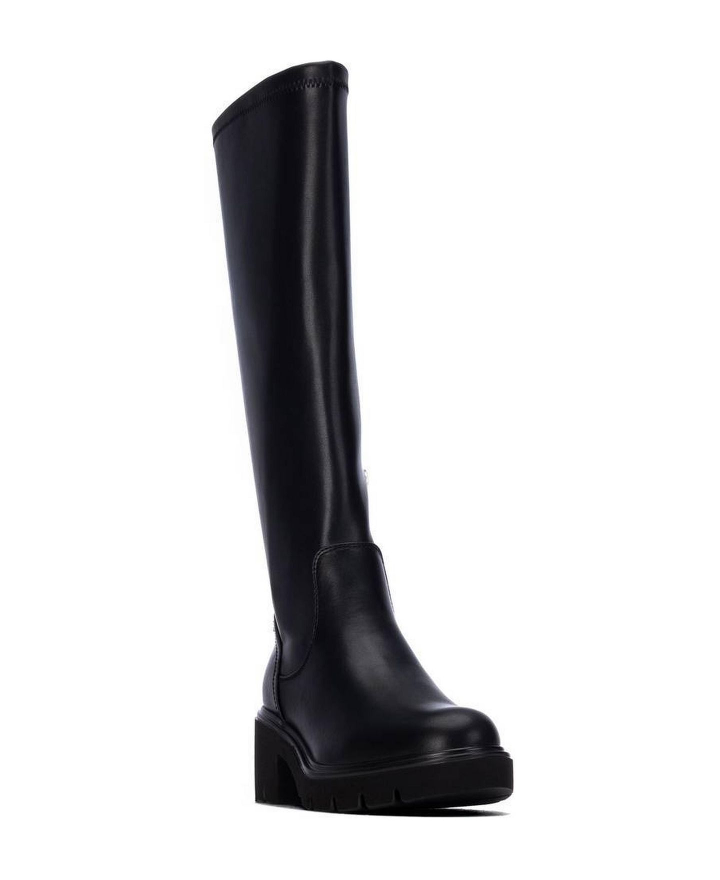 Женские ботинки XTI Knee-High Stretch-Shaft Block-Heel, цвет: Чёрный — фото 1