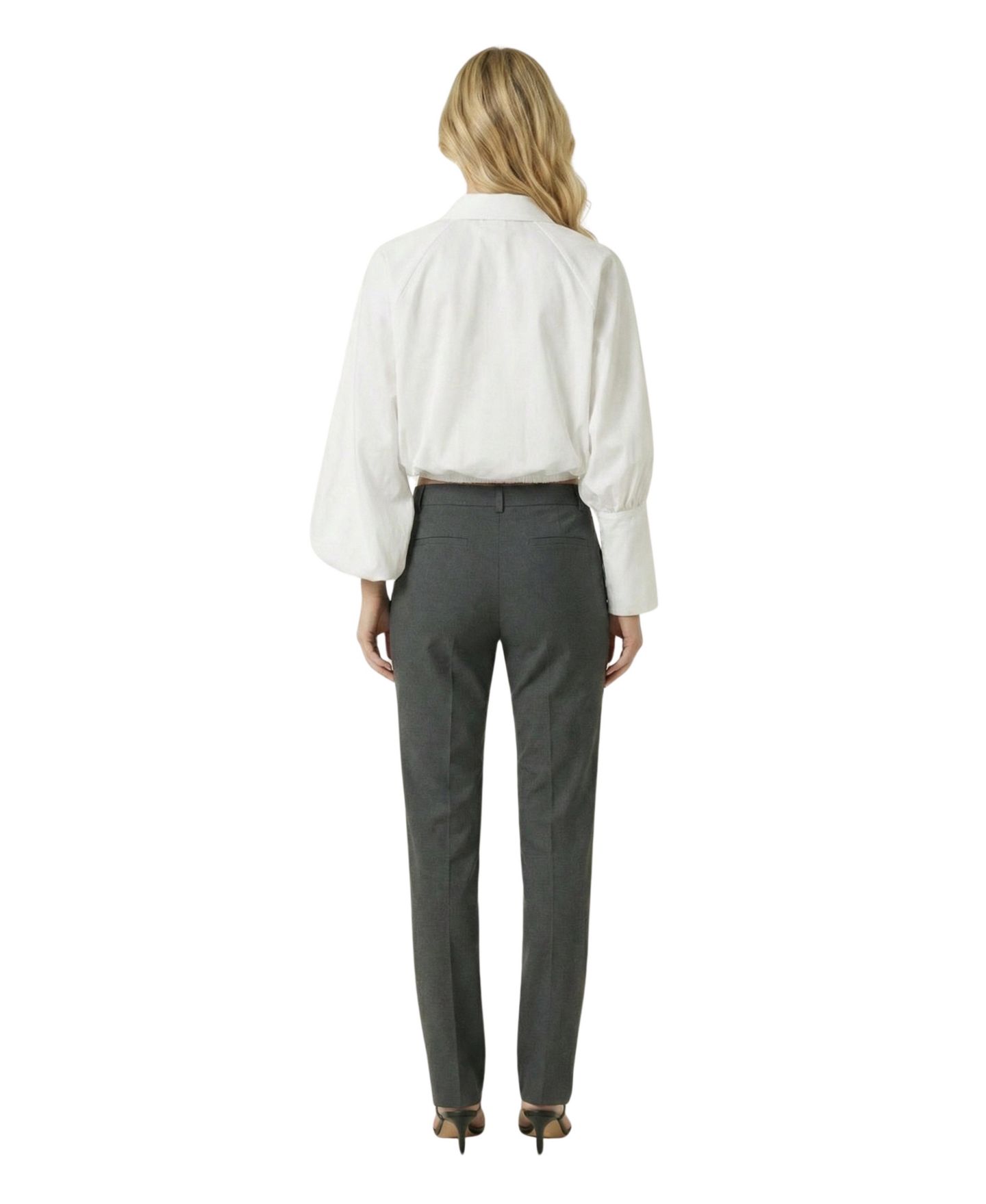 Женская блузка Modenaire Button-Front Cropped Long-Sleeve — фото 4