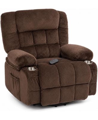 Power Lift Velvet Recliner Chair with USB Port and 2 Cup Holders, Single Motor