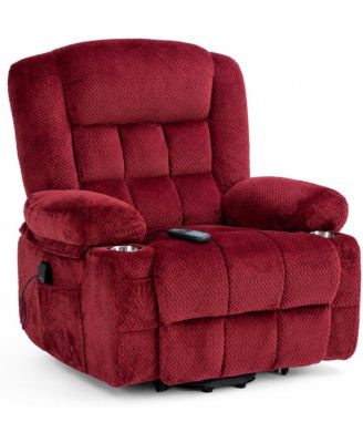 Power Lift Velvet Recliner Chair with USB Port and 2 Cup Holders, Single Motor