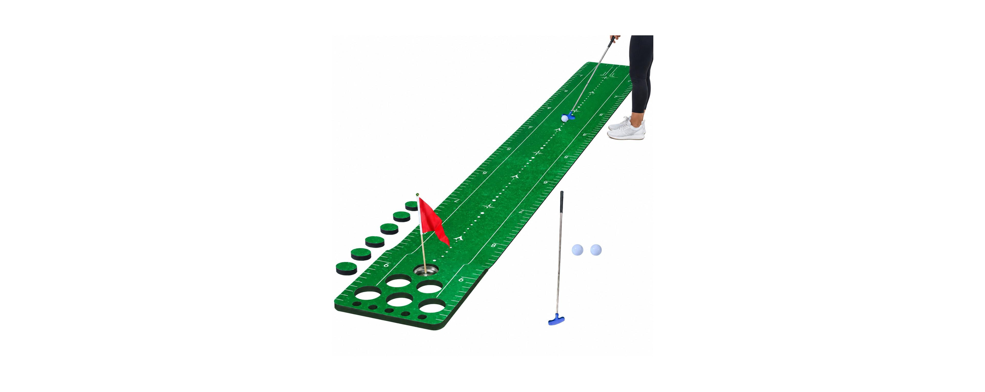 Peneyon Indoor Golf Putting Game Mat With Distance Markings For Party Practice