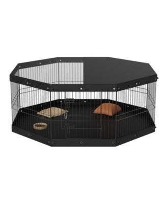 8-Panel Foldable Metal Dog Playpen with Mesh Top Cover