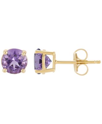 Gemstone Stud Earrings in 10k Yellow Gold (Available in Garnet, Freshwater Pearl, Peridot, Blue Topaz, White Sapphire, Citrine, Amethyst, Aquamarine, and Lab-Grown Emerald, Ruby, Sapphire, and Opal)