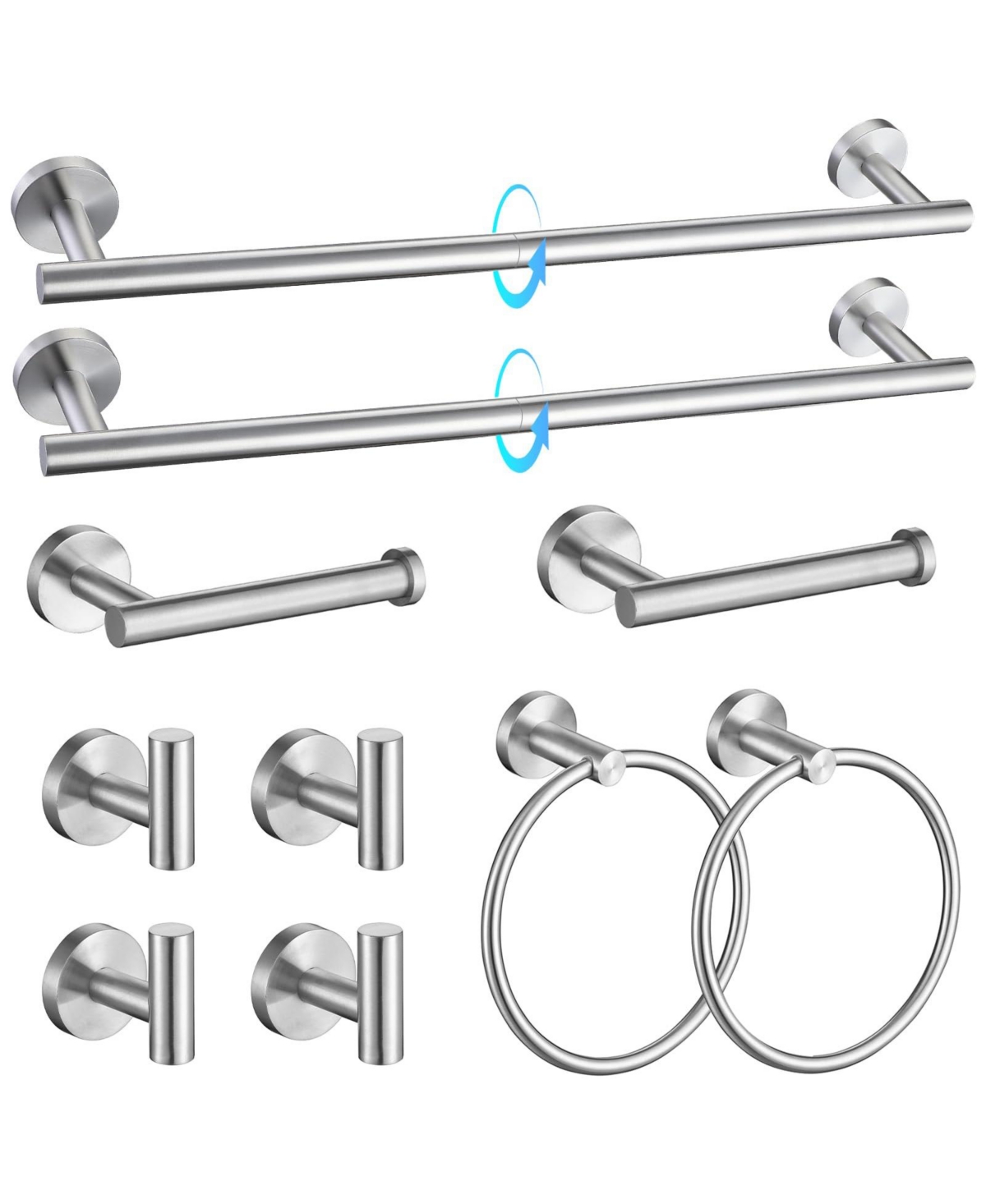 CYQBD10 Pieces 23.6" Bathroom Hardware Accessories Set SUS304 Stainless Steel Towel Bar Wall Mounted - Brushed nickel