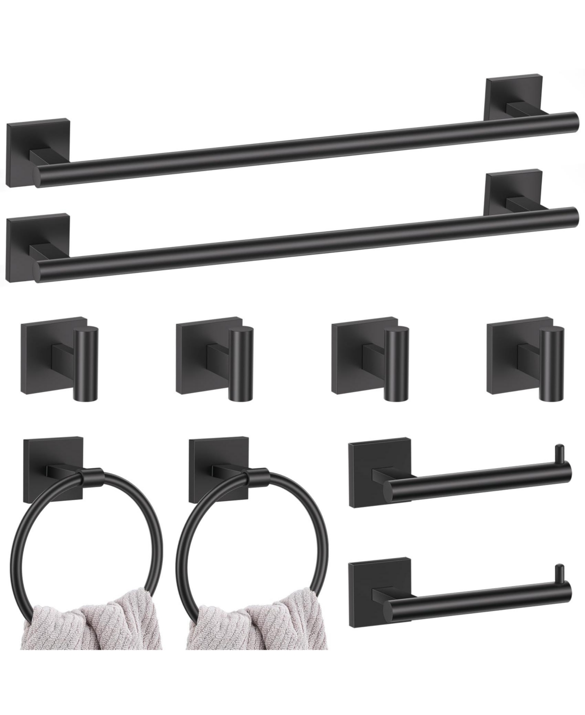 Cyqbd 10 Piece 23.6" Bathroom Hardware Towel Bar Accessories Set - Black
