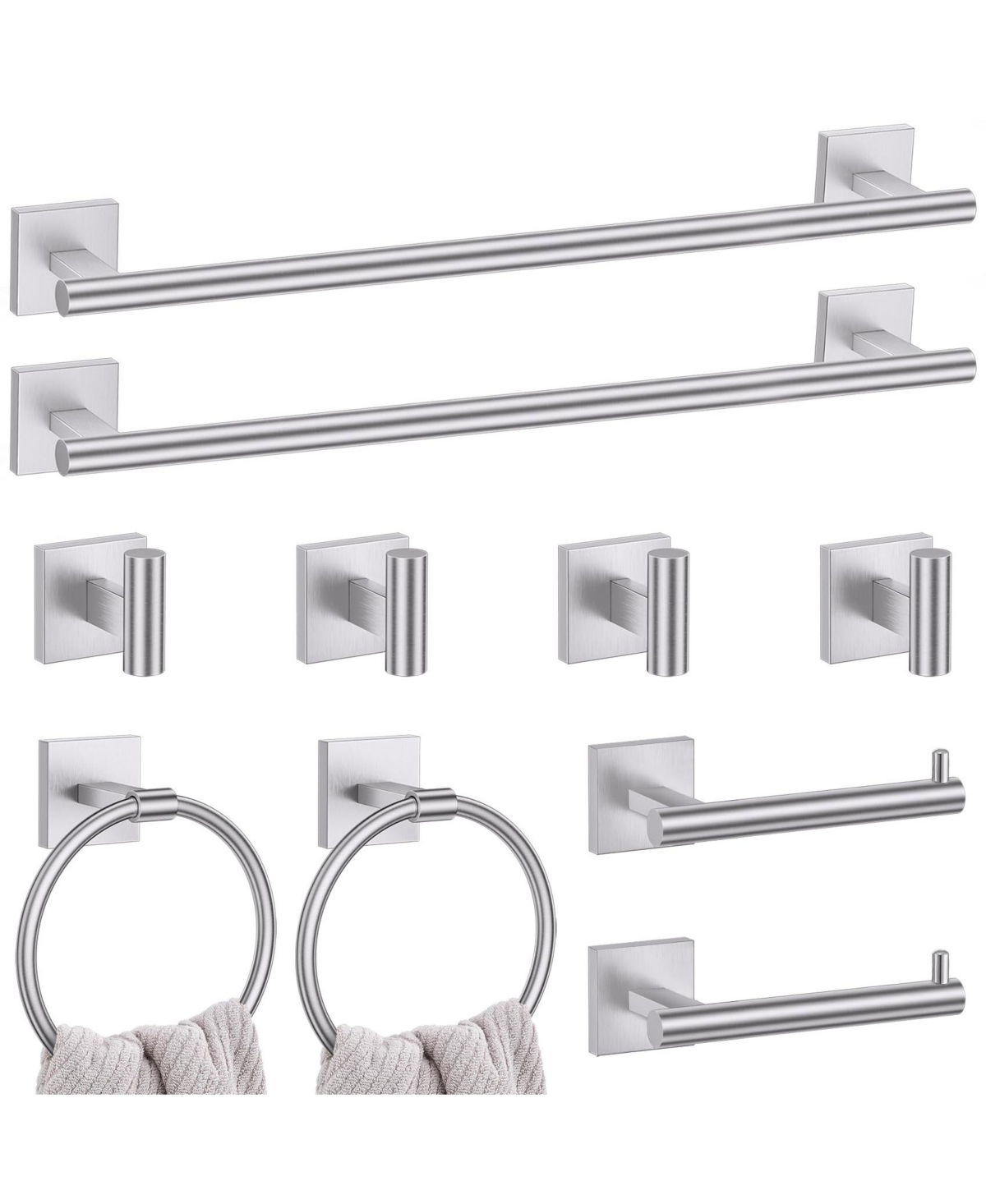Cyqbd 10 Piece 23.6" Bathroom Hardware Towel Bar Accessories Set - Brushed nickel