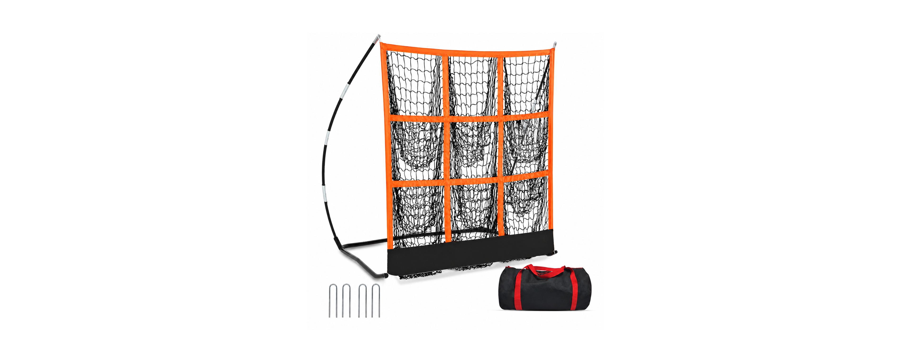 Peneyon 9 Hole Baseball Softball Pitching Net Portable Strike Zone Training Aid With Carry Bag