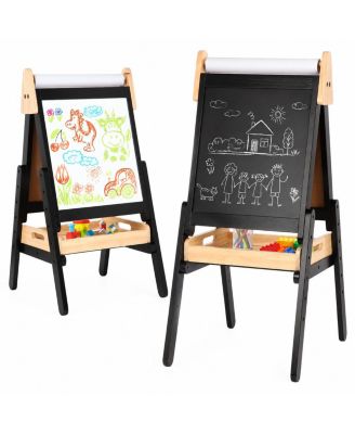 3 In 1 Kids Art Easel Double Sided Dry Erase Chalkboard With Storage Tray Height Adjustable