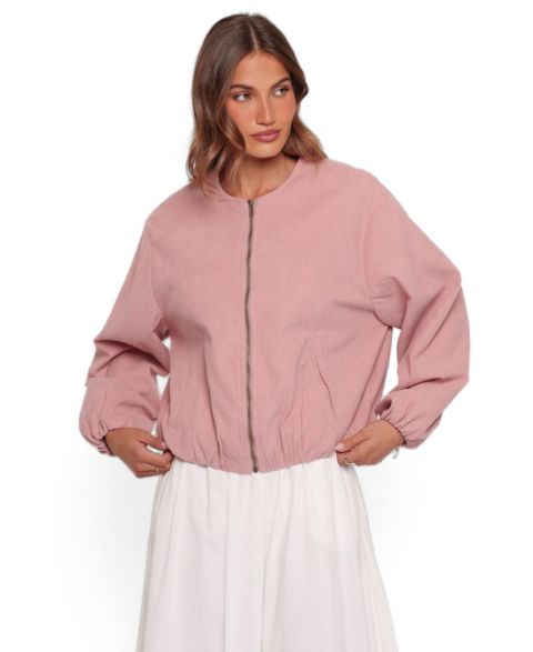 Женская куртка Petal and Pup Elisa Corduroy Cropped Bomber, цвет: Розовый