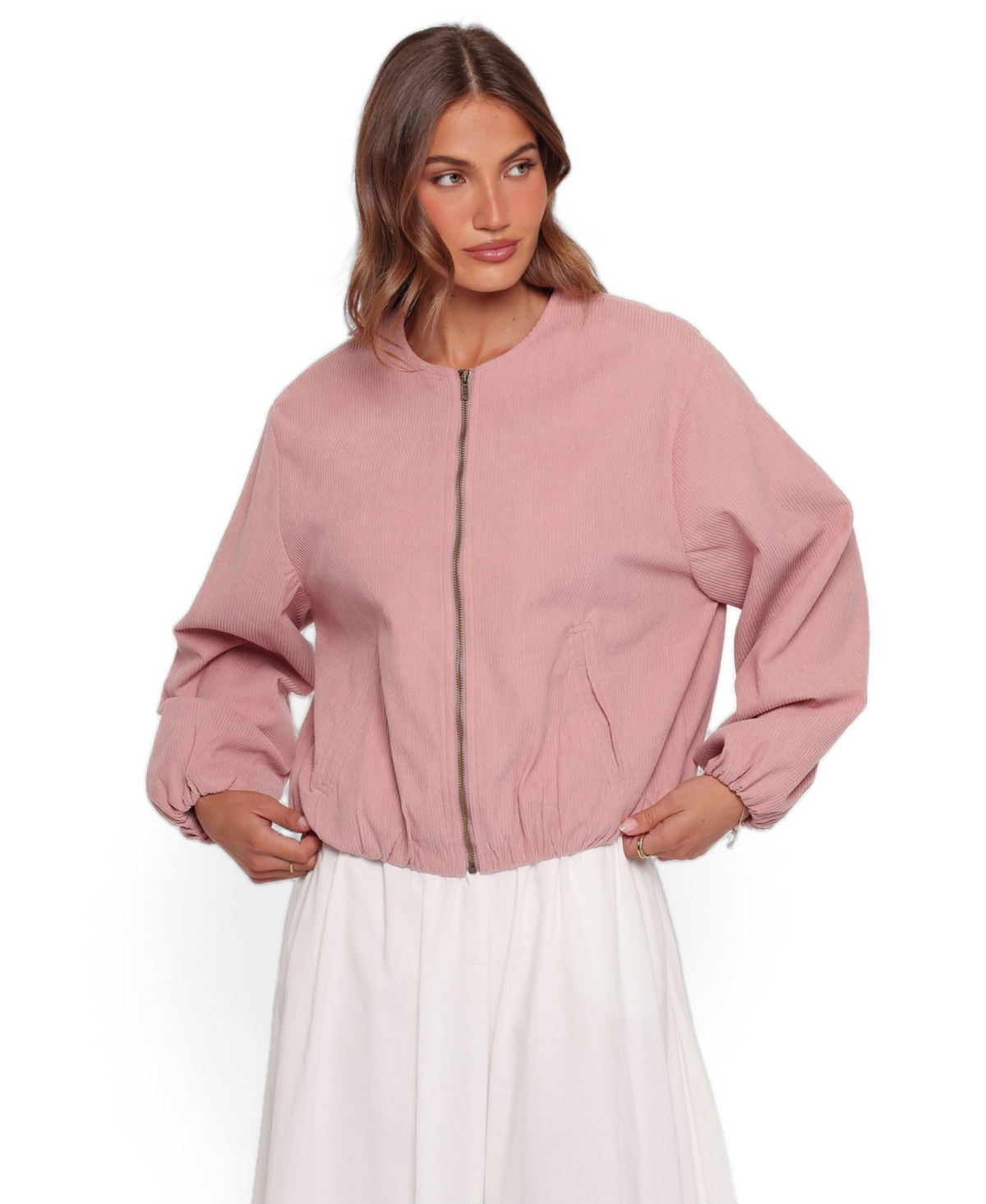 Petal and Pup Women's Elisa Corduroy Cropped Bomber Jacket