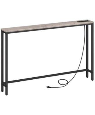 Narrow Entryway Console Table with Power Outlet for Home and Living Room