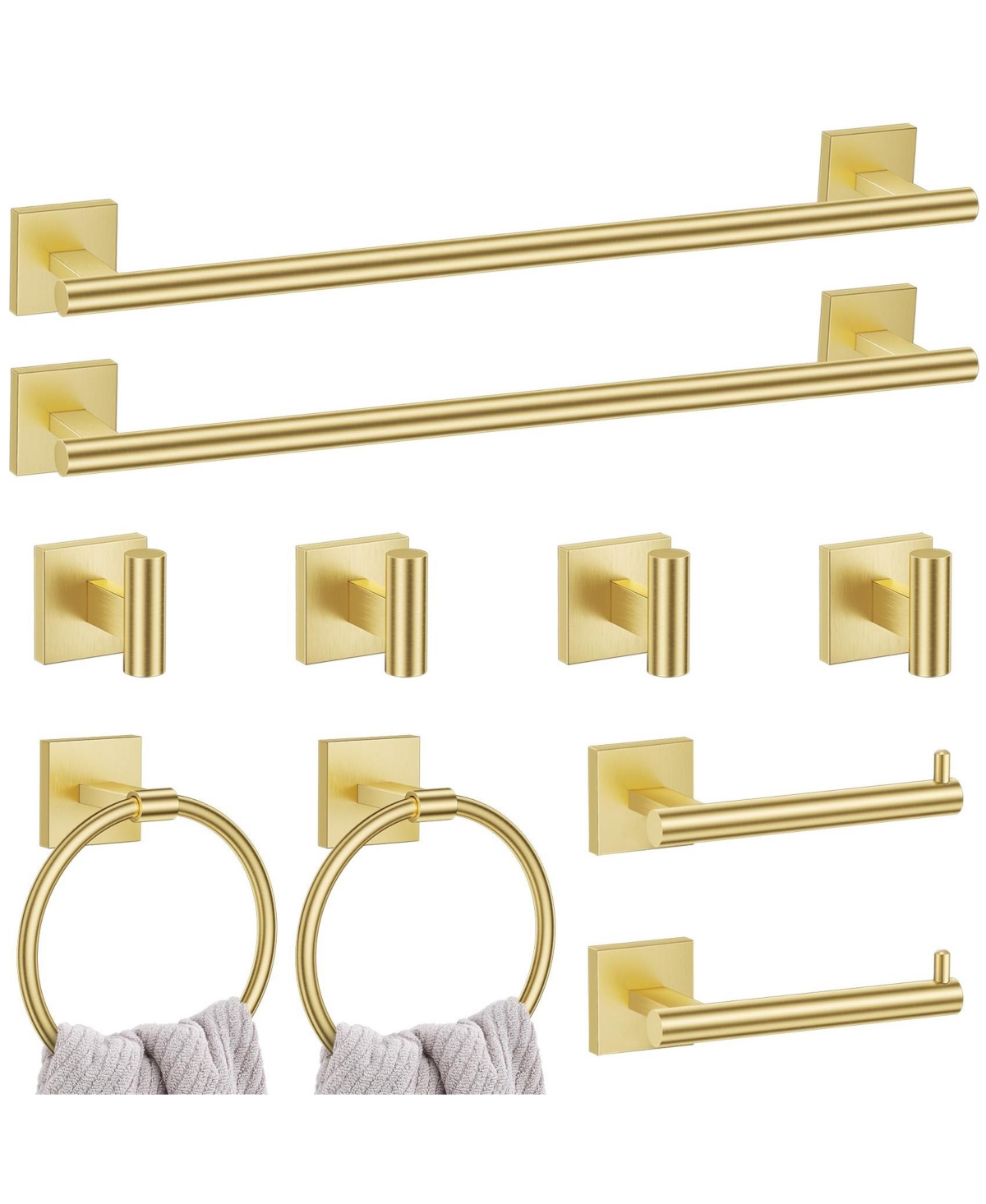 Cyqbd 10 Piece 23.6" Bathroom Hardware Towel Bar Accessories Set - Brushed gold