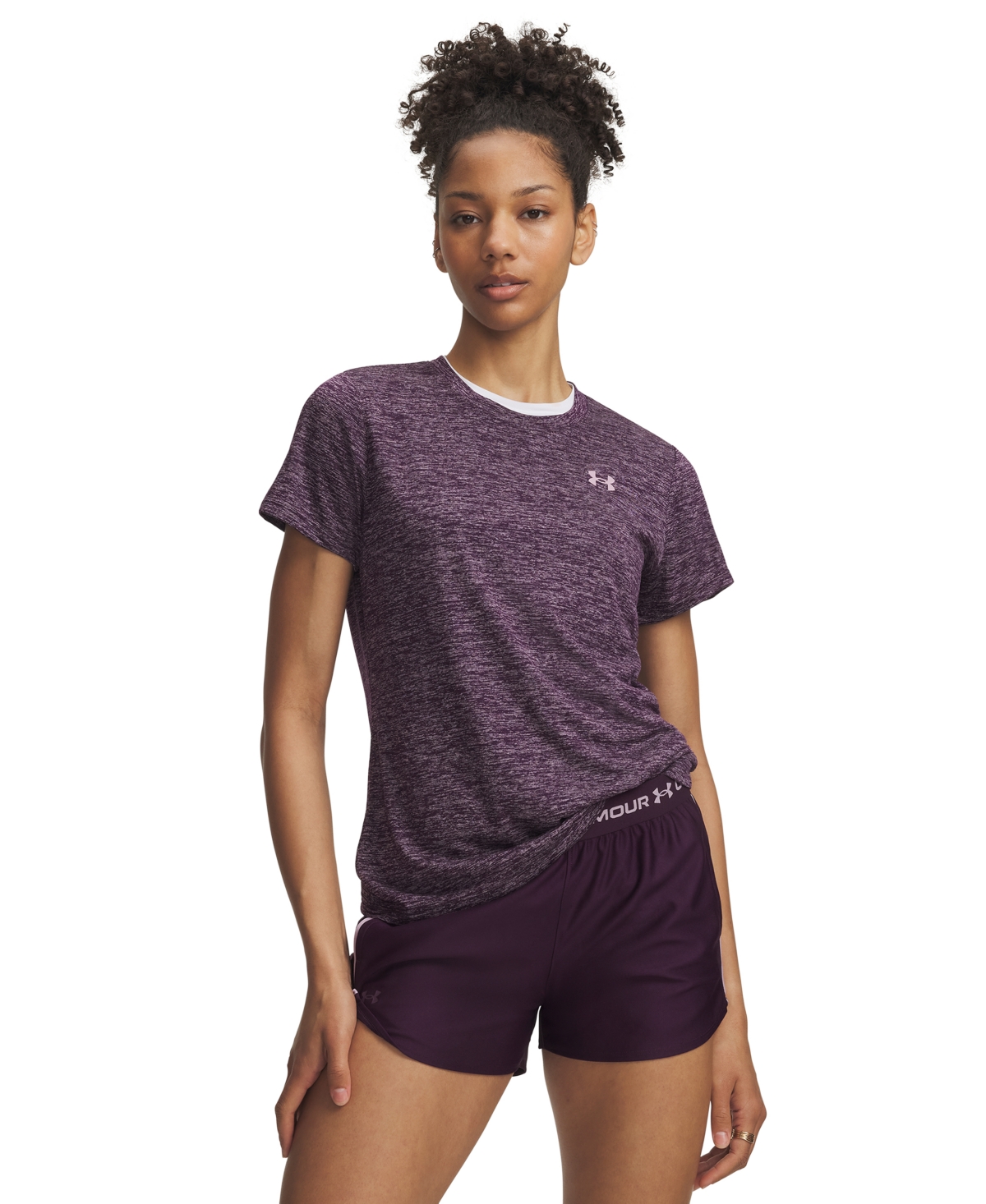 Under Armour Women's Tech Twist Short-Sleeve Top - Purple Echo / / Mauve Pink
