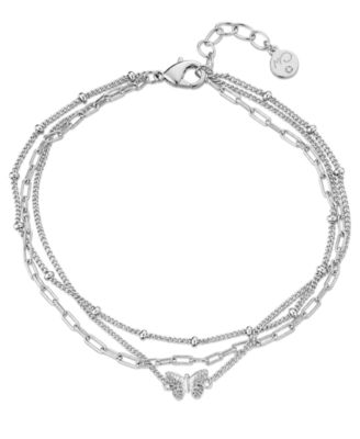 Multi Chain Butterfly Anklet in Silver Plate