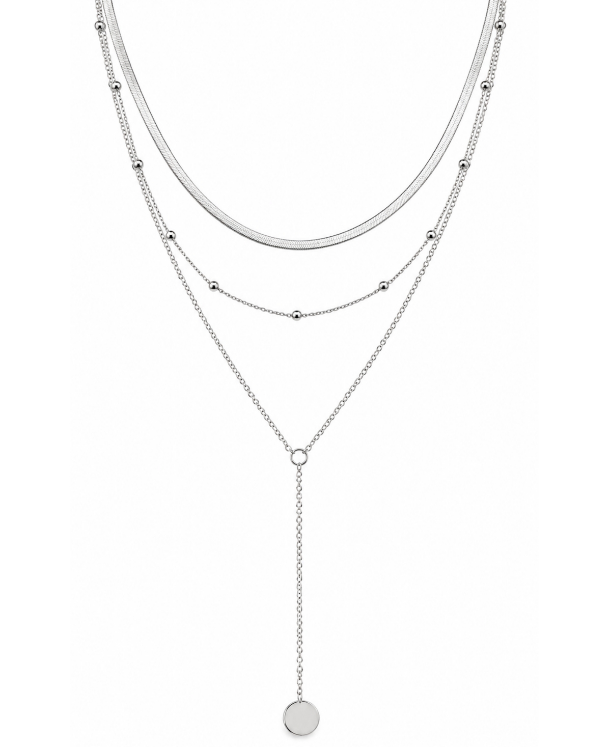 And Now This Triple Chain 15" Layered Y-Necklace in Silver Plate - Silver