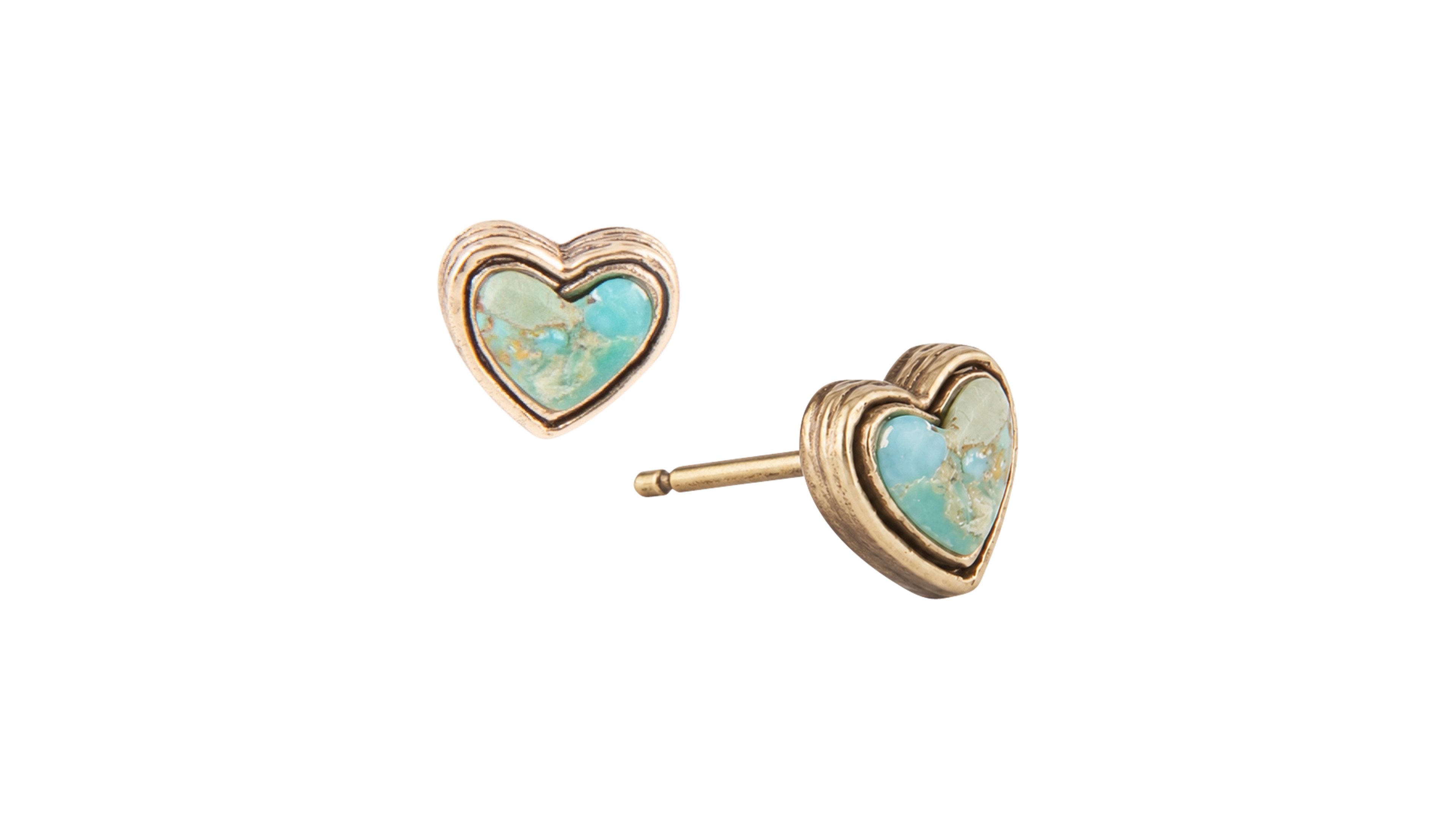 Barse Women's Genuine Blue Turquoise Heart Stud Earrings