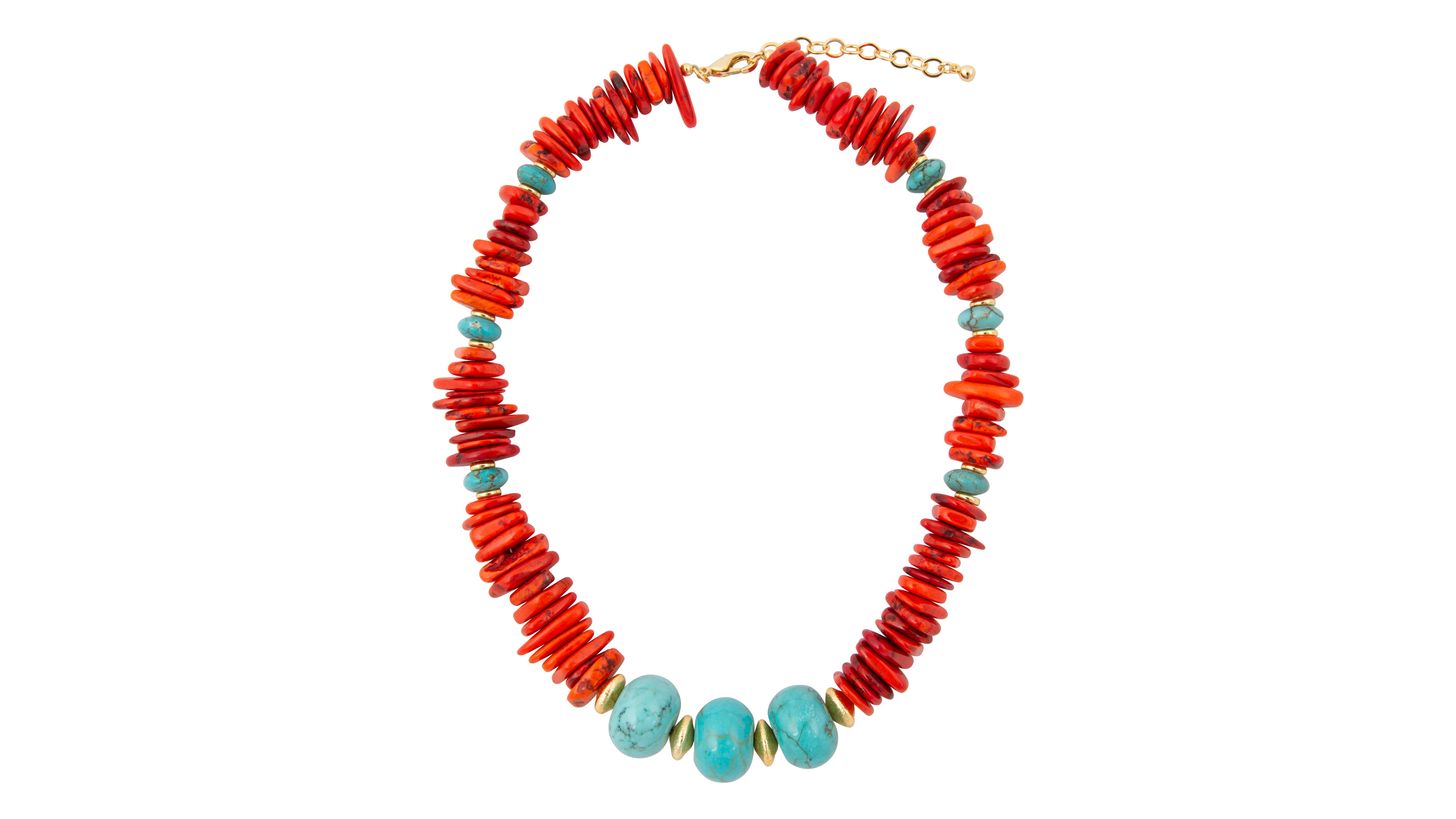Barse Multi-Stone Gold-Tone Statement Taos Necklace