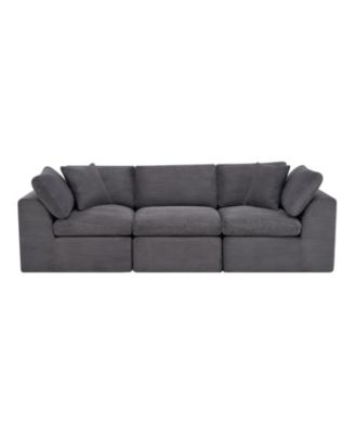 108" Chenille Modular Sofa With Toss Pillows