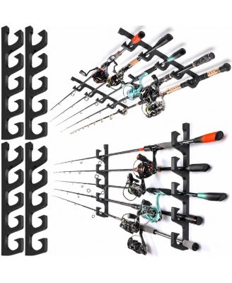Solid Wood Fishing Rod Holder Wall Ceiling Mount Storage Rack for Poles Nets