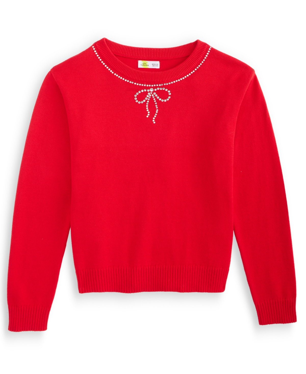 Epic Threads Girls' Xs-xl Stone Necklace Long-Sleeve Crew Neck Sweater, Macy's Exclusive