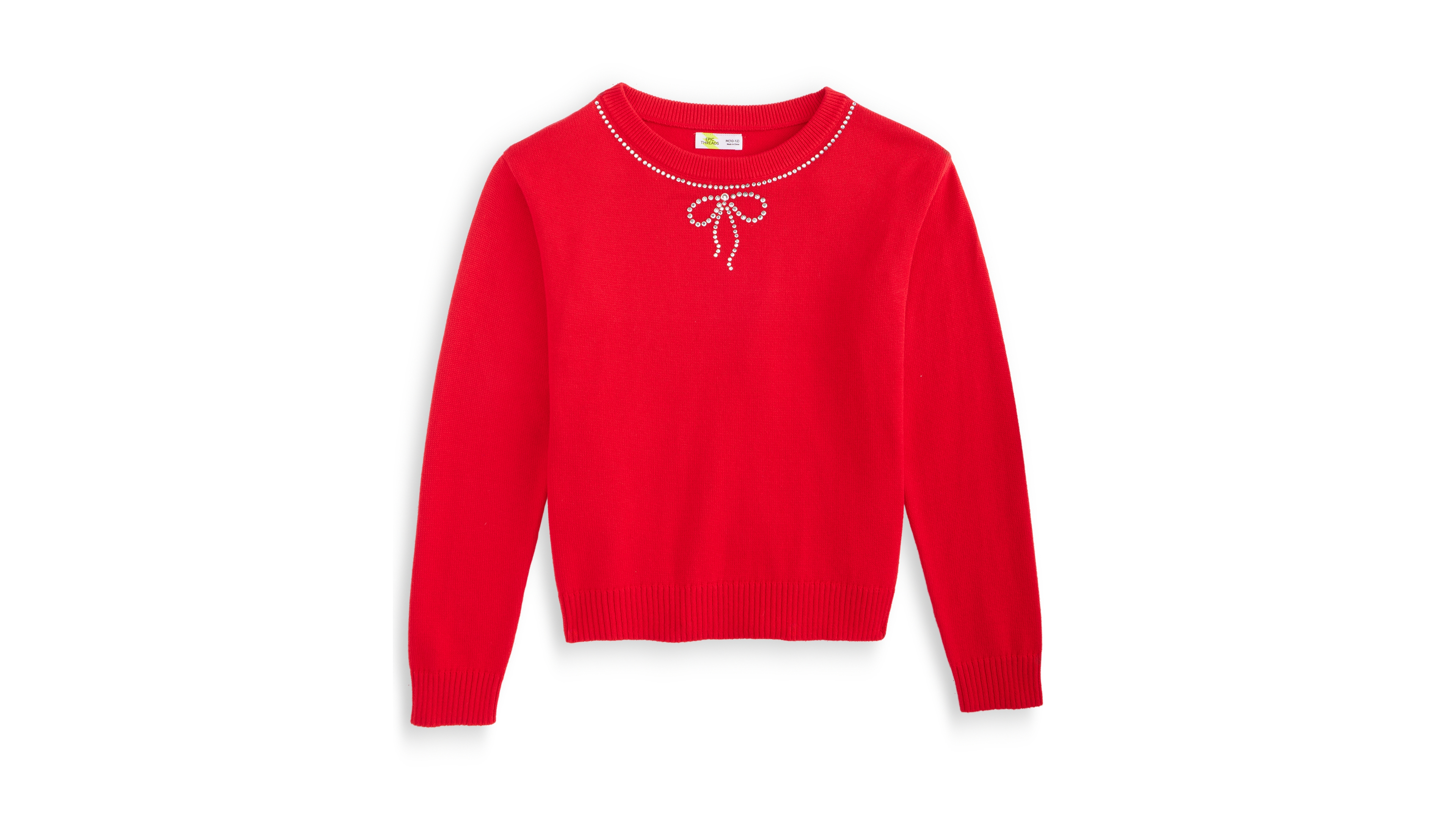 Epic Threads Girls' Xs-xl Stone Necklace Long-Sleeve Crew Neck Sweater, Macy's Exclusive