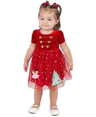 Baby Girls' Nutcracker Dress with Velvet Bodice and Star Tutu Skirt with Matching Bloomer, 2-Piece Set