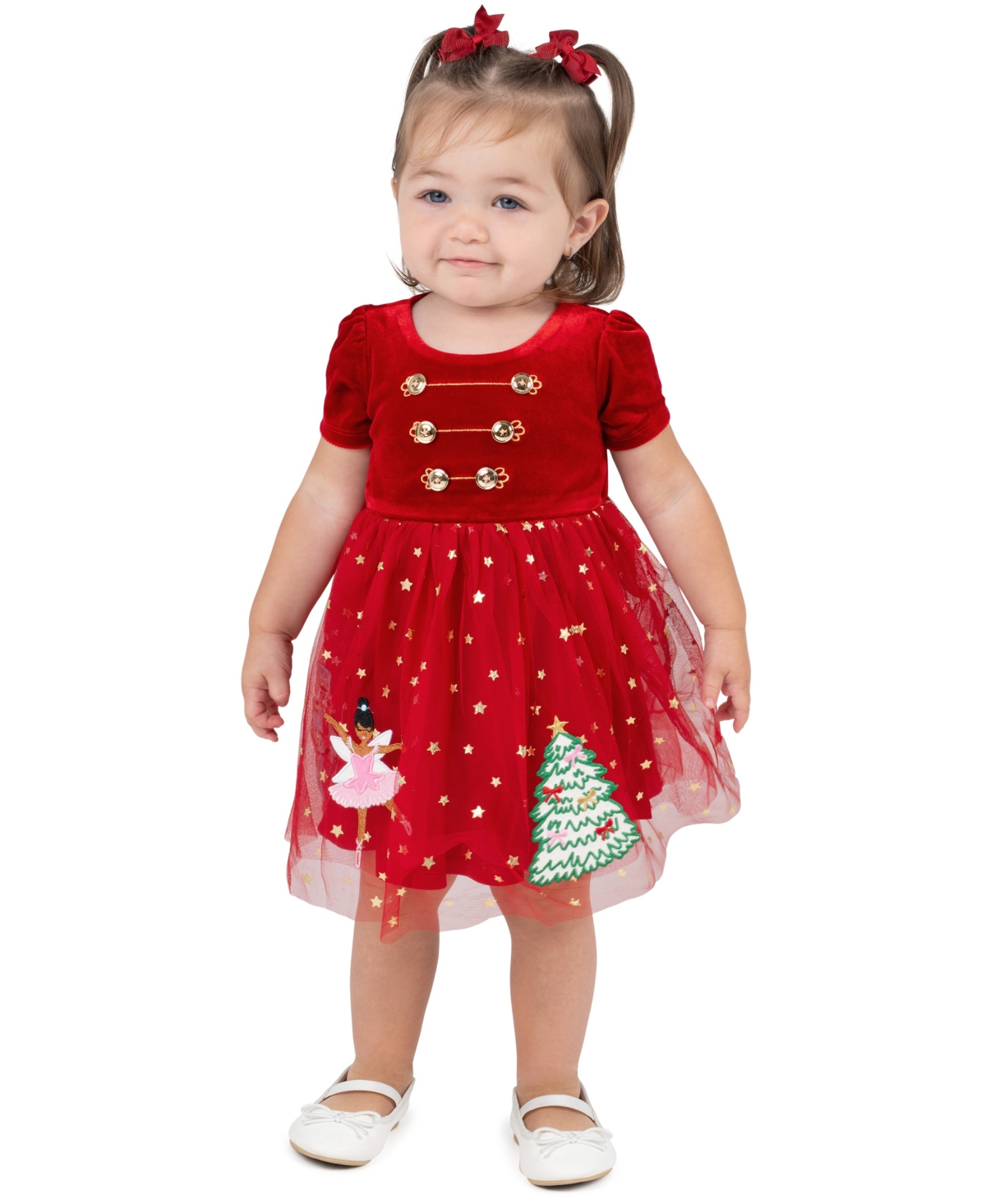 Rare Editions Baby Girls' Nutcracker Dress with Velvet Bodice and Star Tutu Skirt Matching Bloomer, 2-Piece Set