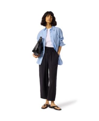 Women's Wide-Leg Cropped Tie-Waist Pants