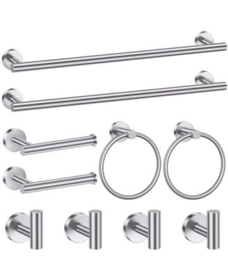 10 Pieces 23.6" Bathroom Hardware Accessories Set Towel Bar Racks Robe Hooks Toilet Paper Holder Wall Mounted