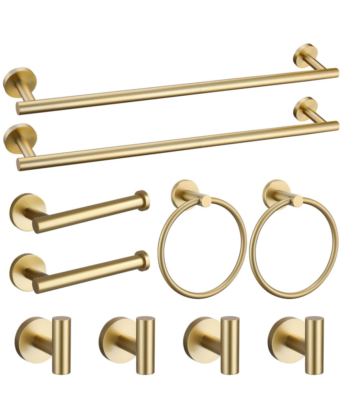 Cyqbd 10 Pieces 23.6" Bathroom Hardware Accessories Set Towel Bar Racks Robe Hooks Toilet Paper Holder Wall Mounted - Brushed gold