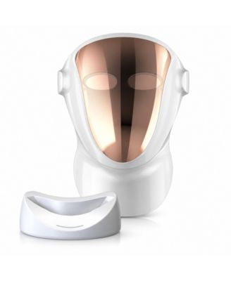 LED Face Mask, Red Light LED Skincare Mask with Neck Piece, 3-Color LED Light Therapy Face Mask, Rechargeable Skin Care Beauty Device