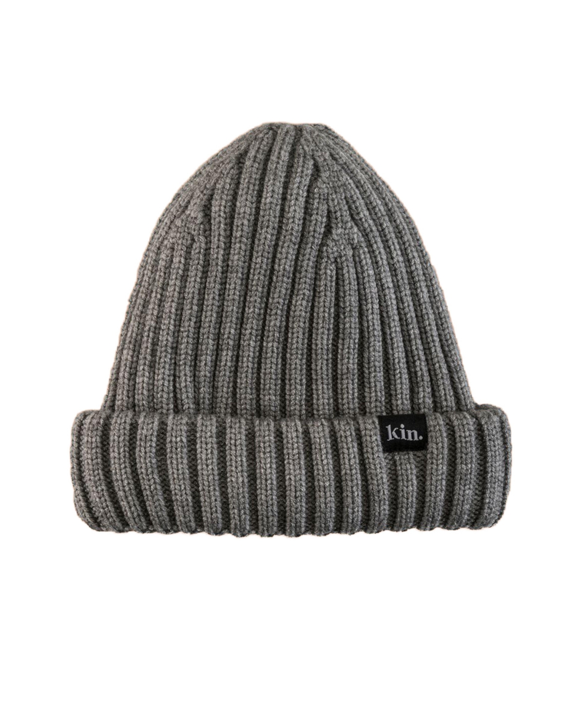 Kin Apparel Satin-Lined Short Ribbed-Knit Beanie - Grey