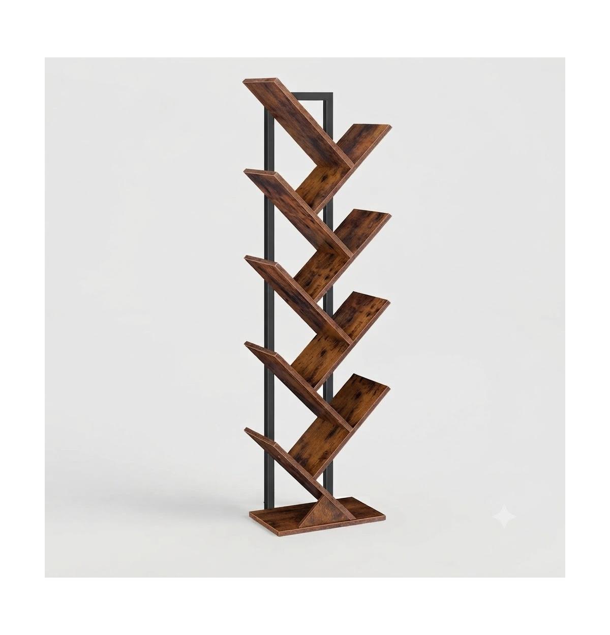 Slickblue Wooden 9 Tier Tree Bookshelf Freestanding Bookcase for Bedroom and Living Room