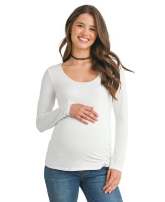 Maternity Long Sleeve Scoop Neck Stretch Top