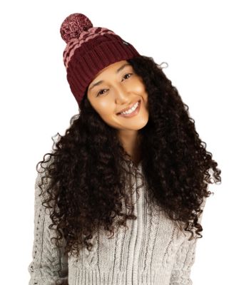Women's Satin-Lined Pom-Pom Cable-Knit Beanie