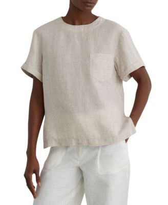 Women's Tamara Short-Sleeve Crewneck Patch Pocket Linen T-Shirt