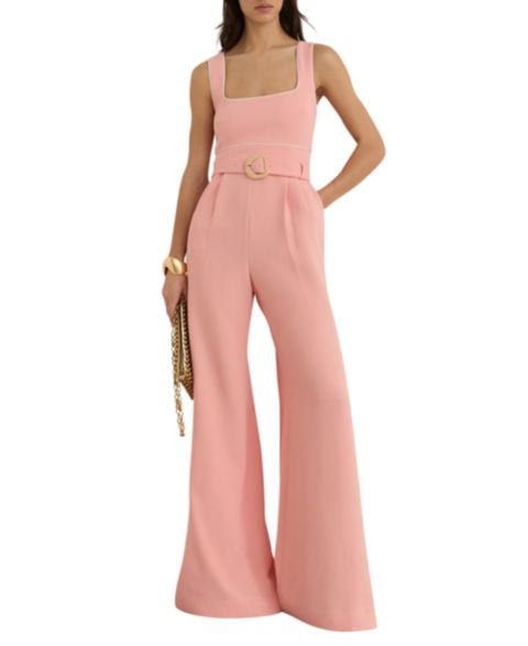 Женский комбинезон REISS Petite Dia Sleeveless Square Neck Wide Leg Jumpsuit, цвет: Розовый