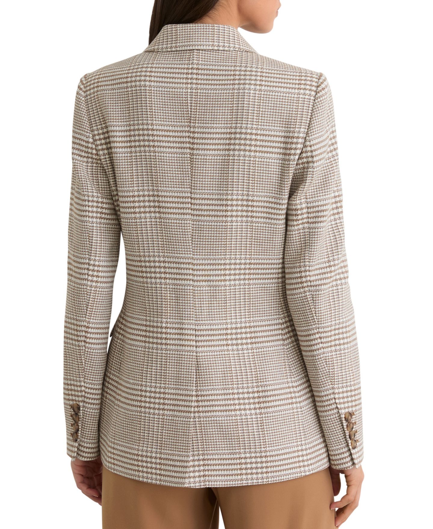 Женский пиджак REISS Petite Maxwell Plaid Double-Breasted Blazer, цвет: Нейтральный — фото 3