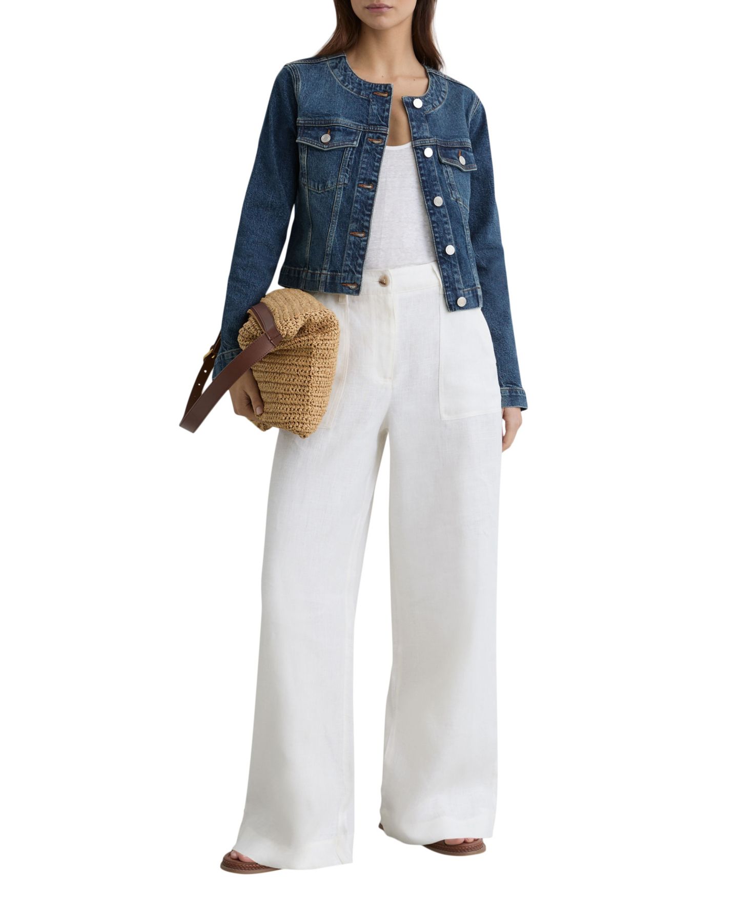 Женская куртка REISS Medora Cropped Denim, цвет: Синий — фото 2