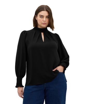 Plus Size Iris Turtleneck Keyhole-Detail Long-Sleeve Top