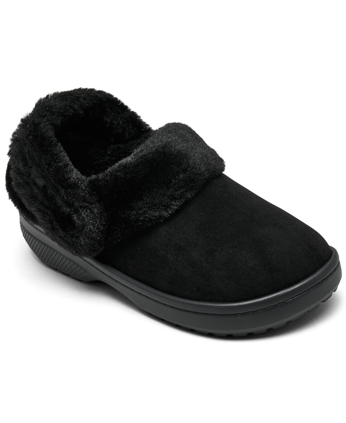 Детские тапочки-сабо Crocs из искусственной замши, цвет: Чёрный — фото 1
