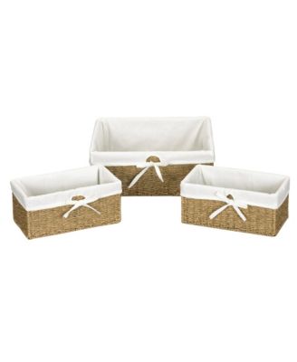 Wicker Basket Set, 3 Pieces, 1 Large and 2 Small Seagrass Baskets