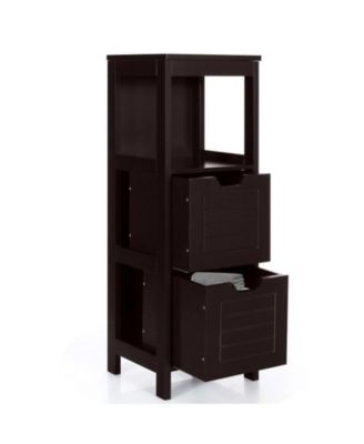 35 Inch Three Tier Floor Organizer with Two Movable Drawers