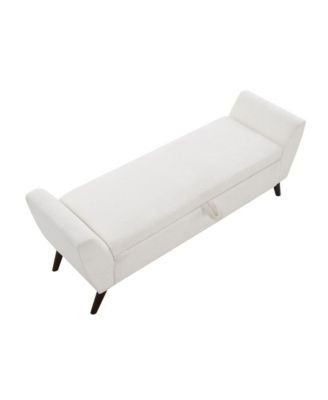 60-Inch Modern Storage Bench with Mid-Century Wood Legs, Storage Compartment and Padded Seat