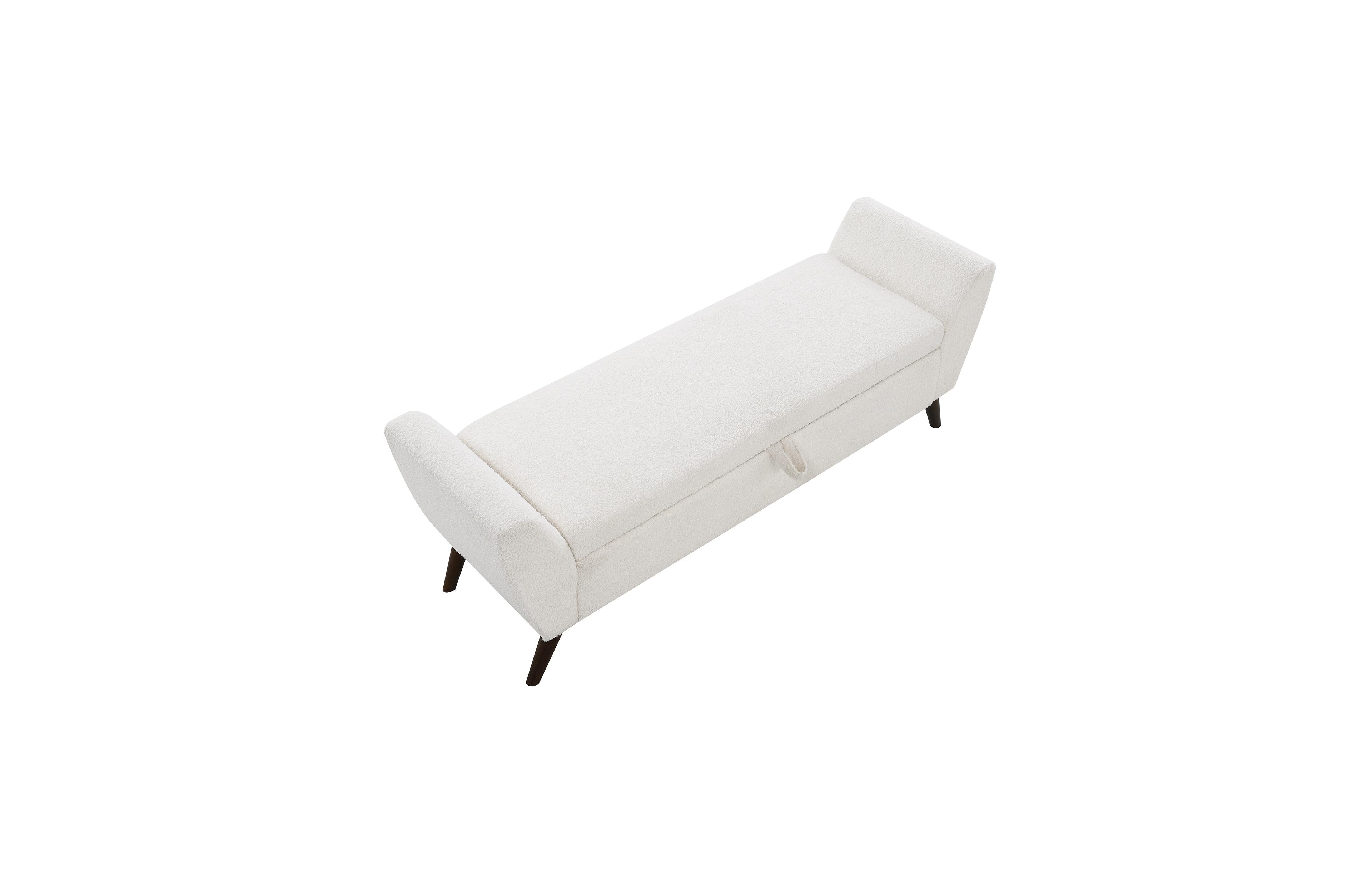 sumyeg 60-Inch Modern Storage Bench with Mid-Century Wood Legs, Compartment and Padded Seat