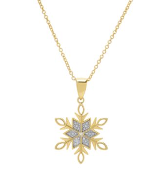 Gold-Tone and Diamond Accent Snowflake Pendant Necklace