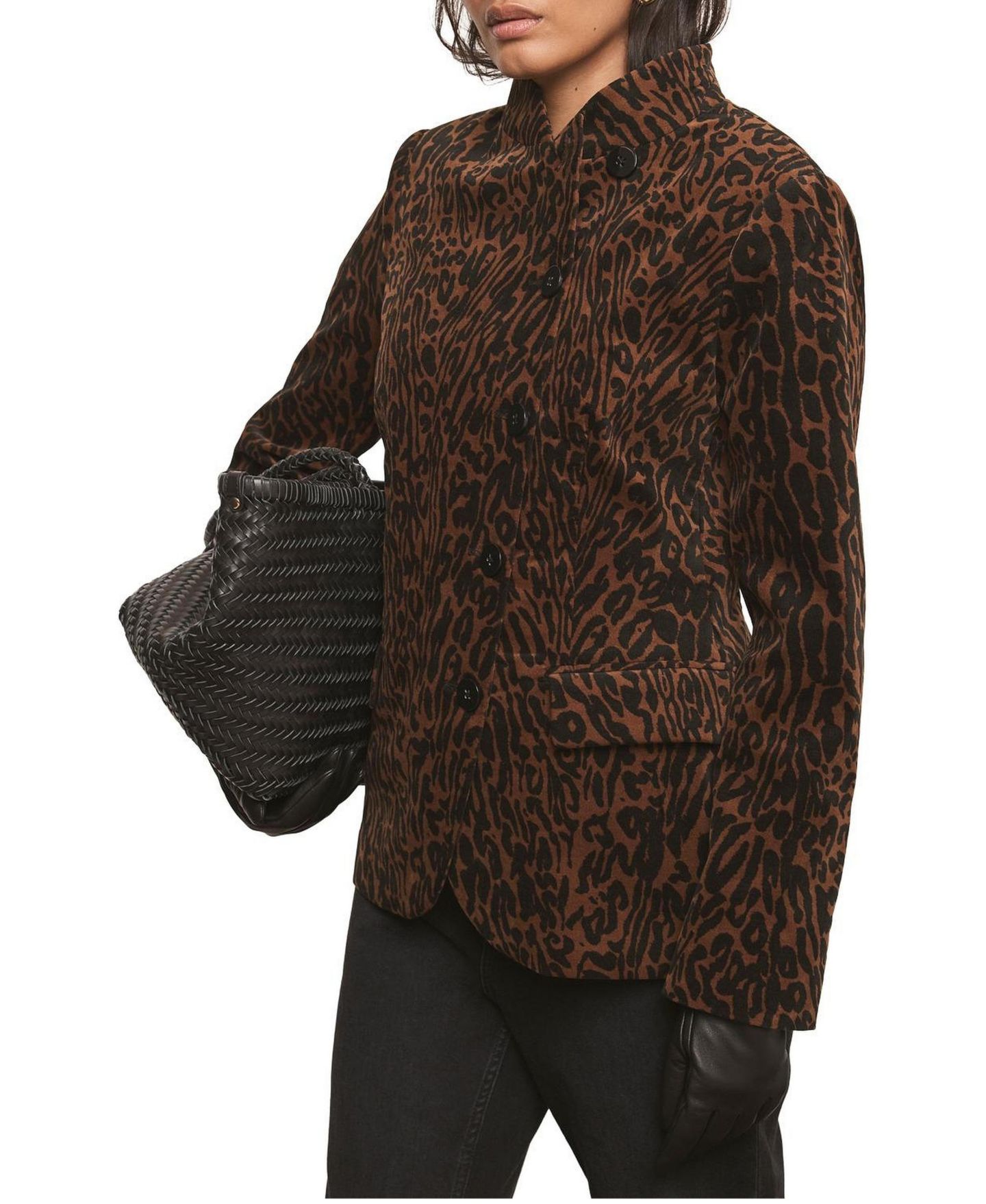Женская куртка Mint Velvet High Neck Printed Velvet, цвет: Верблюжий — фото 2