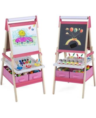3-in-1 Kids Art Easel with Magnetic Chalkboard and Whiteboard